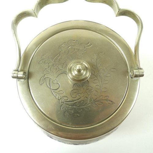 506 - A William Moorcroft for James Macintyre & Co biscuit barrel, circa 1905, of ovoid form with silver p... 