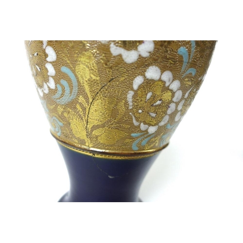 520 - A Doulton Lambeth baluster vase with flared rim, early 20th century, decorated in treacle glaze over... 