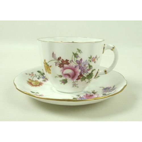 524 - A Royal Crown Derby part tea service, decorated in the Derby Posies pattern, comprising eleven tea c... 