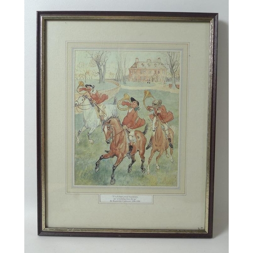 563 - Randolph Caldecott (British, 1846-1886): a set of four caricature hunting prints, signed and dated l... 