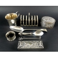 A collection of George III and later silver and silver plate, including a Victorian trinket box, the... 