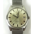 An Omega Automatic Geneve stainless steel cased gentleman's wristwatch, champagne dial with date ape... 