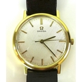 An Omega gold plated and steel cased gentleman's wristwatch, early 1980s, circular silvered dial, go... 
