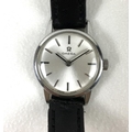 An Omega steel cased lady's wristwatch, circa 1970's, circular silvered dial, silver batons and arro... 