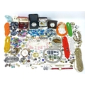 A collection of costume jewellery, including a 9ct gold signet ring, a pair of 9ct gold and lapis la... 