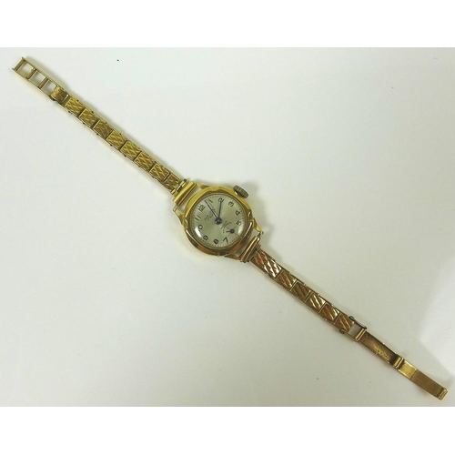 792 - A 9ct gold cased Majex, Incabloc, lady's wristwatch, circular silvered dial with subsidiary seconds ... 