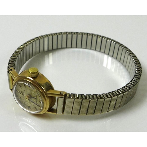 816 - An Omega 9ct gold cased Ladymatic wristwatch, circular dial with gold batons and black hands, cal 66... 