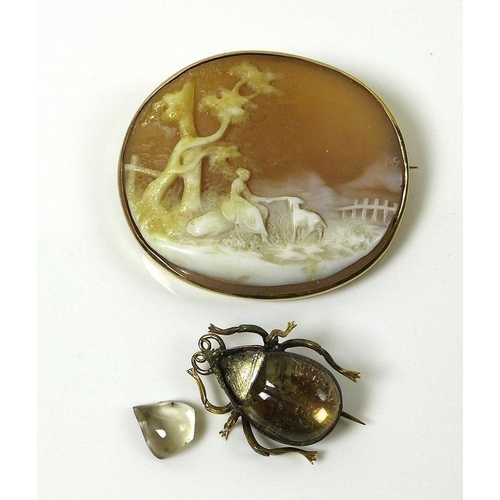 819 - A 19th century cameo brooch with unmarked yellow metal mount, together with a late 19th or early 20t... 