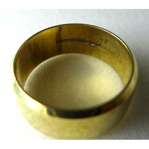 824 - Two 9ct gold wedding bands, one with bevelled edge, each with full hallmarks to the inside, sizes L ... 