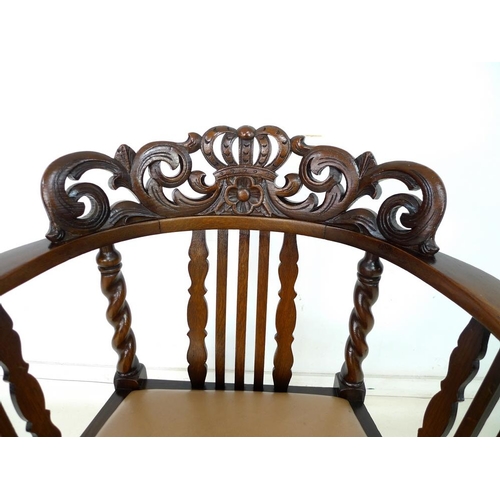 944 - A set of eight Jacobean style dining chairs, including two carvers with low backs, each with top rai... 