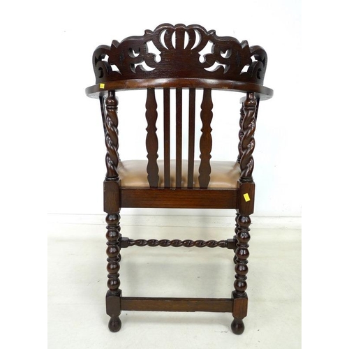 944 - A set of eight Jacobean style dining chairs, including two carvers with low backs, each with top rai... 