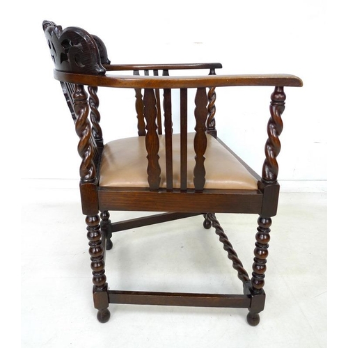 944 - A set of eight Jacobean style dining chairs, including two carvers with low backs, each with top rai... 