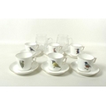 A Hammersley and Co Rowland Ward bone china coffee set, each decorated with birds, comprising six co... 