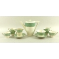 A Wedgwood Art Deco coffee set, Florida pattern, comprising coffee pot, 17.5cm, milk jug, sugar bowl... 