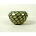 An art glass bowl of ovoid form with re-entrant rim, green and yellow lustre glaze, 'Landberg Studio... 