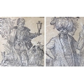 Jost Amman (Swiss-German, 1539-1591): a pair of 16th century woodcuts depicting two gentlemen, one w... 