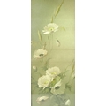 After Emilie Vouga (French, 1840-1909): a coloured lithograhic print of white poppies and ears of wh... 