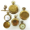 An American 14K gold closed face pocket watch, keyless wind, the white enamel dial with subsidiary s... 