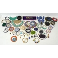 A collection of mostly silver and semi precious stone jewellery, including a bead necklace made up o... 