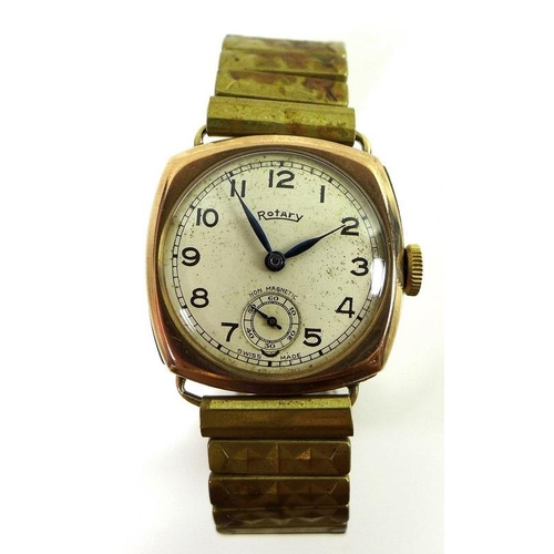 787 - A gentleman's 9ct gold cased Rotary wristwatch, with secondary second dial and Arabic numerals and b... 