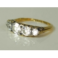 A Victorian 18ct gold and diamond five stone ring, Deakin & Francis Ltd, Birmingham, the rose cut st... 