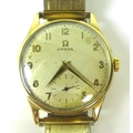 A 9ct gold cased Omega gentlemen's wristwatch, circa 1956, ref 13322, circular silvered dial, raised... 