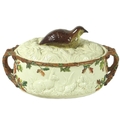 A Victorian majolica lidded game pie dish by George Jones, circa 1875, 'Partridge with empty nest', ... 