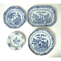 A group of three Chinese Export porcelain plates, Qing Dynasty, late 18th century, decorated in unde... 