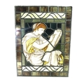 A pair of 18th century stained glass windows, each painted with a female figure, likely a Muse, one ... 
