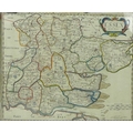 After Robert Morden (British,1650-1703): a late 17th century 1st edition map of Essex, copper plate,... 