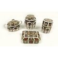 A collection of Royal Crown Derby bone china, comprising a ginger jar, cigarette barrel, cigarette b... 