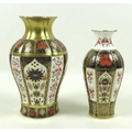A Royal Crown Derby bone china baluster vase, Old Imari pattern, 1128, MMI, 20.5cm high, together wi... 