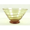 A 1930s Whitefriars Glass shallow ribbon trailed bowl, pattern 9031, designed by Tom Hill, footed ci... 