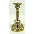 A Royal Crown Derby bone china candle stick, Old Imari pattern, 1128, MMI, 17.5cm high.