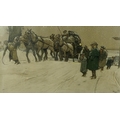 Cecil Aldin (British, 1870-1935): three prints, one of a stage coach through snow, 30.5 by 55cm, fra... 