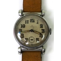 A Omega gentleman's steel cased wristwatch, circa 1940, circular matte silvered dial, luminous Arabi... 