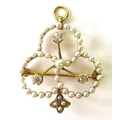 A diamond and seed pearl brooch, late Victorian / early Edwardian, formed as an Ace of Clubs, with t... 