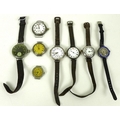 A group of lady's Art Deco and later watches, most with silver cases, five with slip leather straps,... 