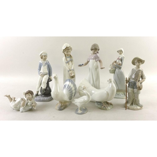 A collection of Lladro and Nao figures comprising, Lladro 'Gone