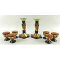 A pair of Lorna Bailey Old Ellgreave Pottery candlesticks in the Chetwynd design, stamped and signed... 