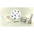A collection of china items including a Royal Worcester plate, printed with Japanese images in blue,... 