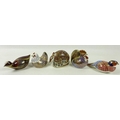 A collection of Royal Crown Derby bone china paperweights, modelled as Armadillo, LIX, pheasant, LX,... 