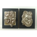 Roberto Acosta Wong (Cuban, 20th century): Erotica I and II, low relief painted plaster mounted on i... 