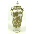 A Grainger & Co, Worcester, pierced vase and cover, circa 1880, of shouldered cylindrical form on a ... 