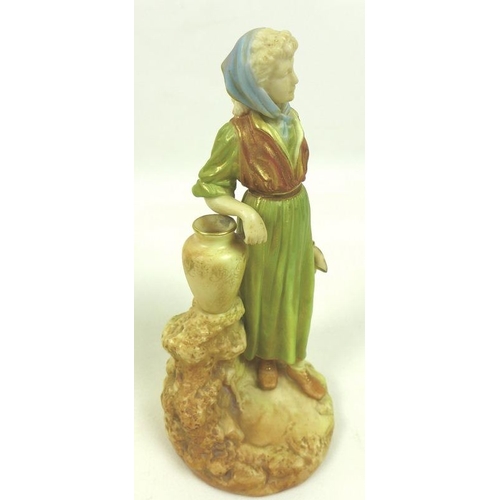 537 - Two Royal Worcester porcelain figurines, the first modelled as an Irish girl, circa 1901, wearing a ... 