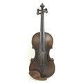 A late 19th or early 20th century violin, the back of the violin formed of bird's eye maple, attache... 