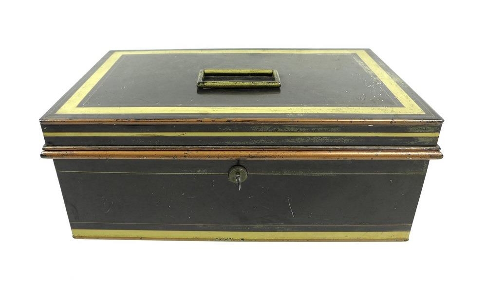 CHUBB Antique Chubb & Sons London Money Box Metal With Lift Out 3 Compartment Section 