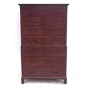 A late George III figured mahogany chest on chest, cornice over two short over three long drawers wi... 