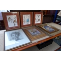 A group of pictures and frames, including a pair of watercolours by Alan Fairbrass, 'Blue Tits' and ... 