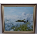 Adrian Neal (British, 20th century): a Lancaster bomber in flight, oil on canvas, signed lower right... 